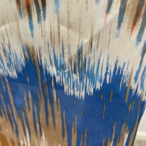 Chico's Blue and Tan Chevron Shawl Poncho Boho S/M - Picture 2 of 5